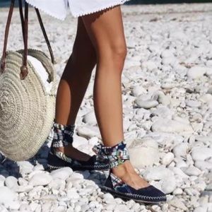 Zara Navy Espadrilles with Multicolor Accents